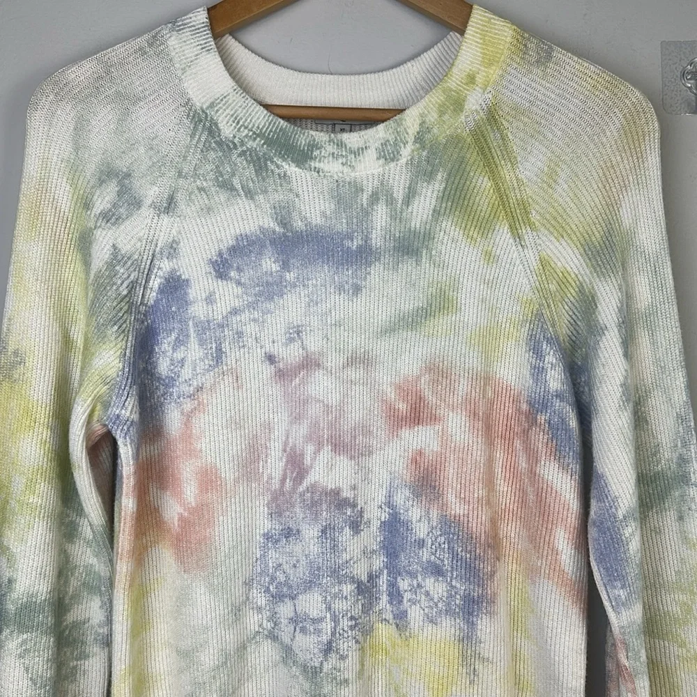 Rails Venus Cashmere Cotton Ribbed Sweater in Rainbow Tie Dye Long Sleeve Top XS - Picture 4 of 16